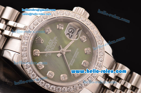 Rolex Datejust Lady 2813 Automatic Steel Case with Grey MOP Dial Diamond Markers and Diamond Bezel ETA Coating - Click Image to Close